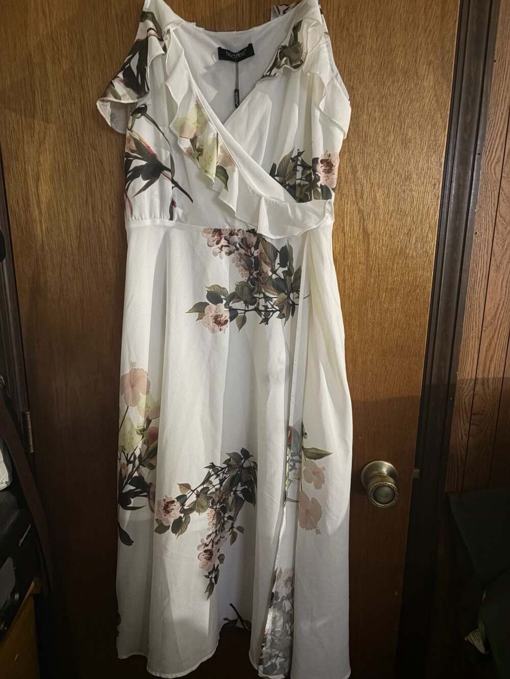 Noctflos Floral Print Ruffle Dress Size L White